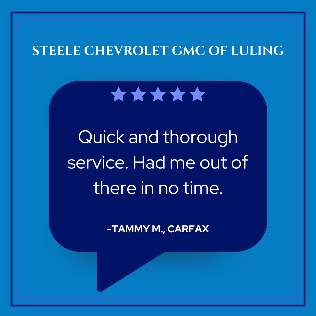 LulingChevrolet's tweet image. Tammy, thank you for your great review! We’re glad to hear that you were satisfied with the quick and thorough service. We always aim to make things efficient and hassle-free for our customers!