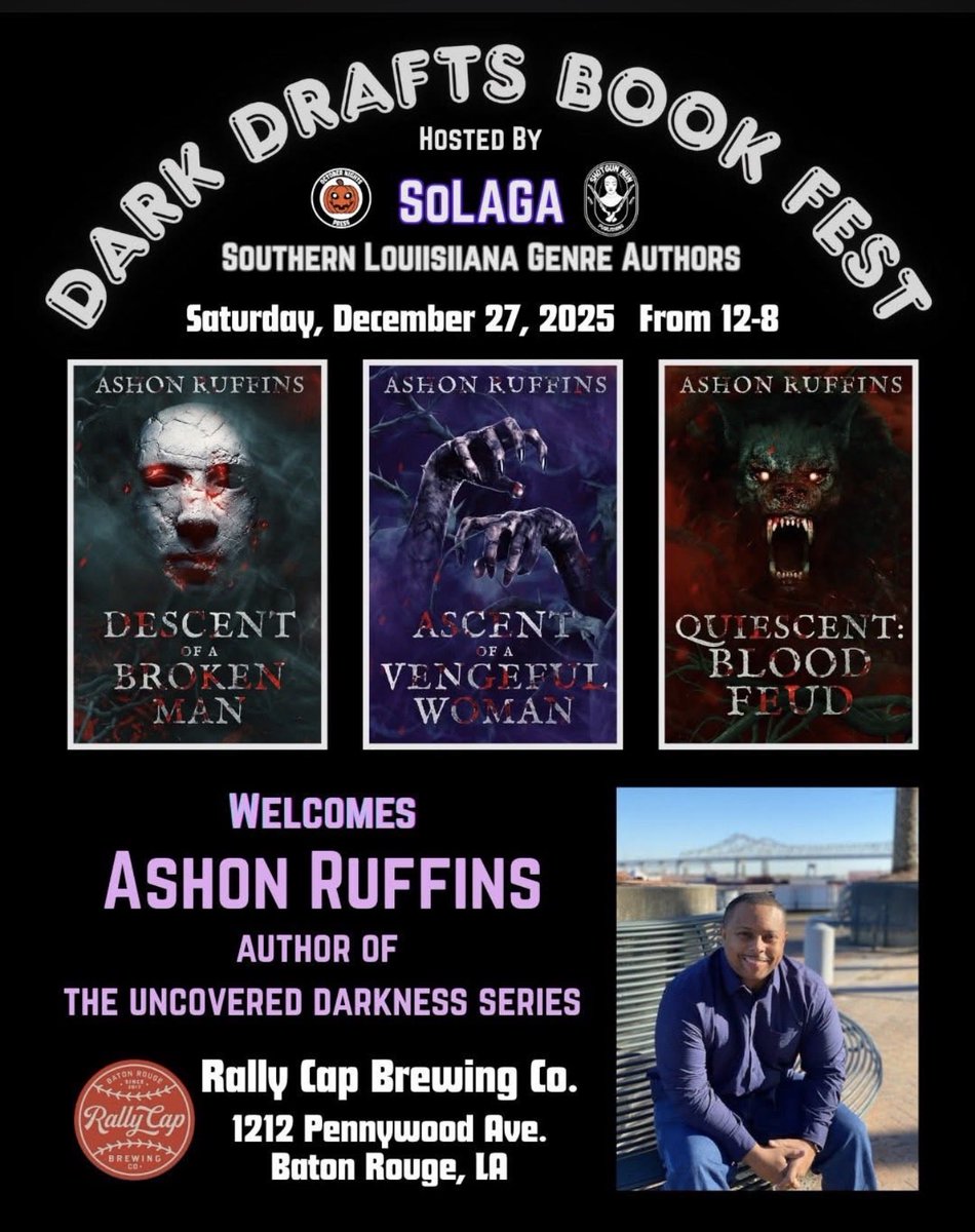 Catch me today at the Dark Draft Book Fest in Baton Rouge, La. I’ll be there from 12pm-8pm. 

RallyCap Brewing 
11212 Pennywood Ave.
Baton Rouge, LA