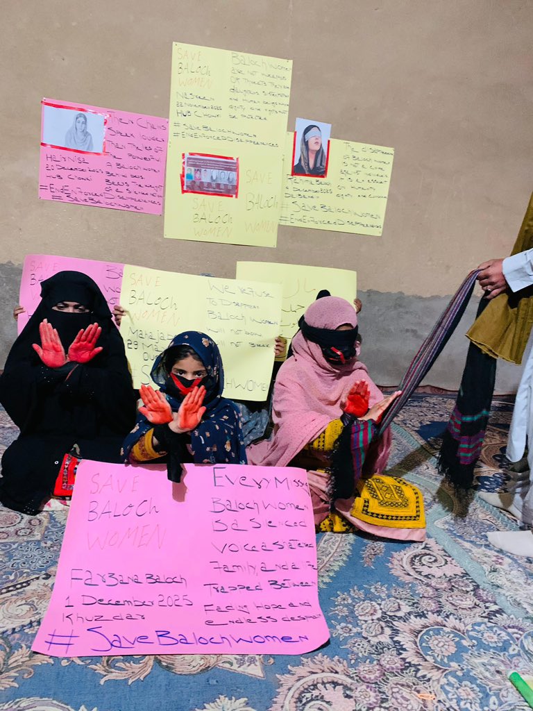 BalochYakjehtiC's tweet photo. The disappearance of Baloch women is not only a crime of silence but a powerful symbol of resistance against oppression. When Baloch women go missing, it exposes the deep fear of a system that cannot tolerate their voices, courage, and struggle for dignity. These women are not weak victims; they are teachers, students, daughters, and mothers who dared to exist with self-respect in an environment of repression. Their enforced disappearance is a brutal violation of human rights and an attempt to break the spirit of an entire nation, yet it only strengthens collective resistance. Every missing Baloch woman becomes a living testimony that even the most vulnerable are standing against injustice, reminding the world that resistance is born from pain, and silence will never defeat the demand for truth and freedom.

#SaveBalochWomen
#EndEnforcedDisappearances