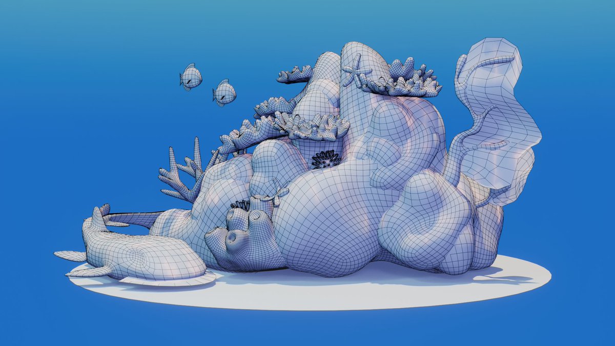 sloogsketch's tweet photo. Clay render and wireframe https://t.co/HLeofaikXO
