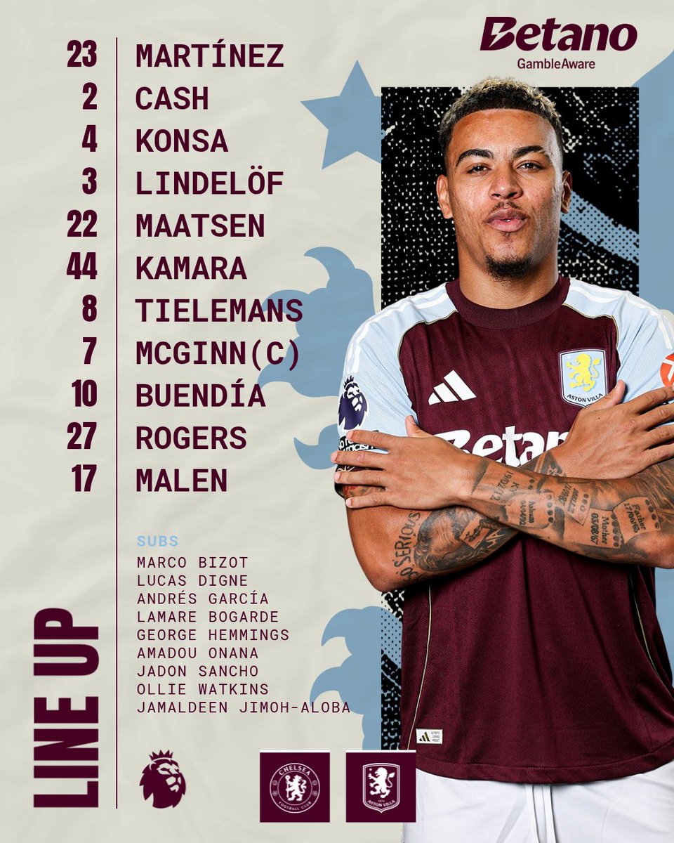 AVFCOfficial's tweet image. Team news for #CHEAVL is in ⤵️