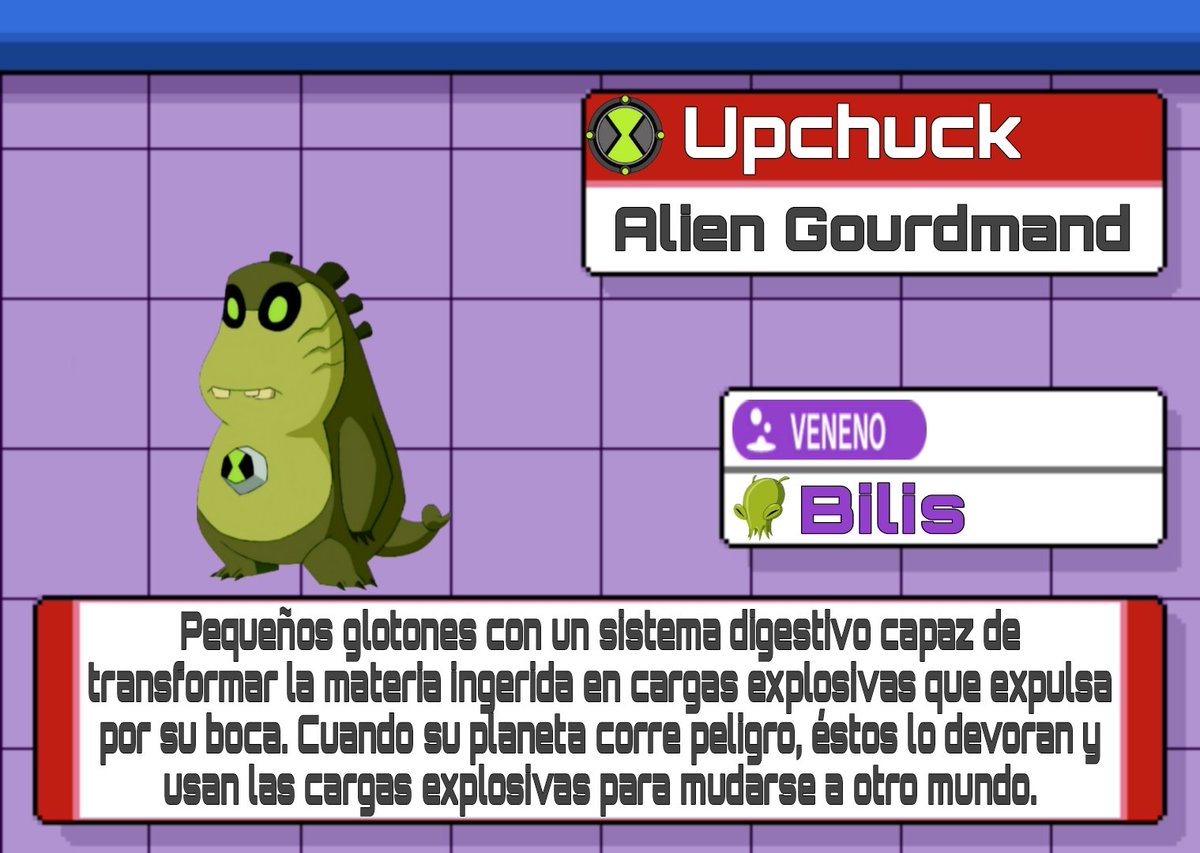 DemurerCell's tweet photo. Omnidex No. 018: Upchuck 

Me gustó la idea de hacerlo como Gastrodon y que las subespecies no influyan en sus tipos, estadísticas ni habilidades. Aunque para diferenciarlos un poco les dí movesets ligeramente distintos pero conservando casi la misma estructura.
#ReviveBen10 https://t.co/Is9WNEMBbG