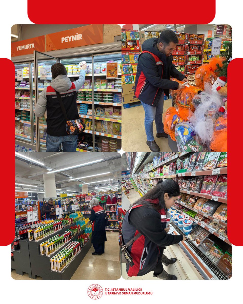 İstanbul İl Tarım ve Orman Müdürlüğümüz ve 39 İlçe Müdürlüğümüz sahada.

5996 sayılı Kanun kapsamında; halk sağlığını korumak ve haksız rekabetin önüne geçmek amacıyla, Yılbaşı öncesinde denetimlerimizi yoğunlaştırdık. Alkollü–alkolsüz içeceklerden kuruyemişe, hindi ve tavuktan