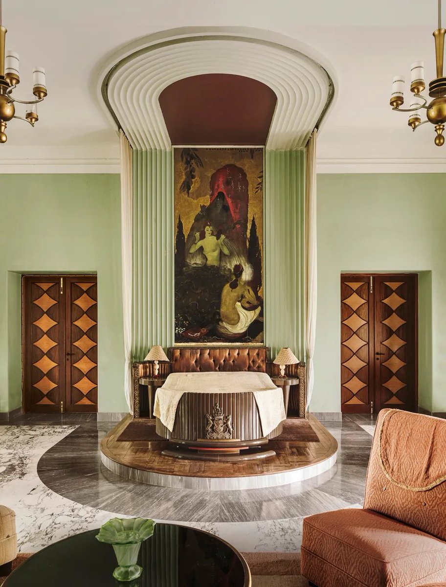 dearvotion's tweet image. The bathroom belonged to the Morvi Palace, one of the purest representations of art deco in India.