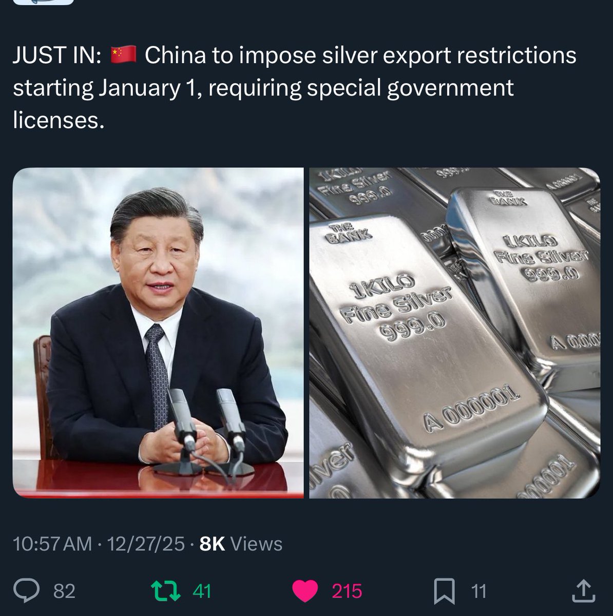 thatsnas1oo's tweet photo. when the supply is low,
and the demand is heavy
#ghostweek is here and china is not backing down… you have until jan 15th to accumulate as much silver before things start to get VERY hard for the common person #silver https://t.co/PwmQCAsdg4