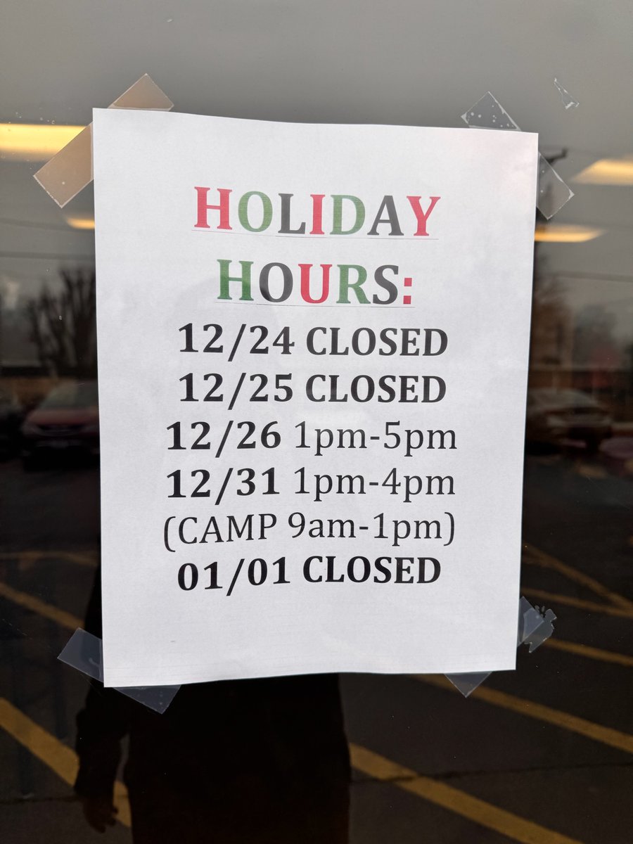 Open regular business hours if not listed below!