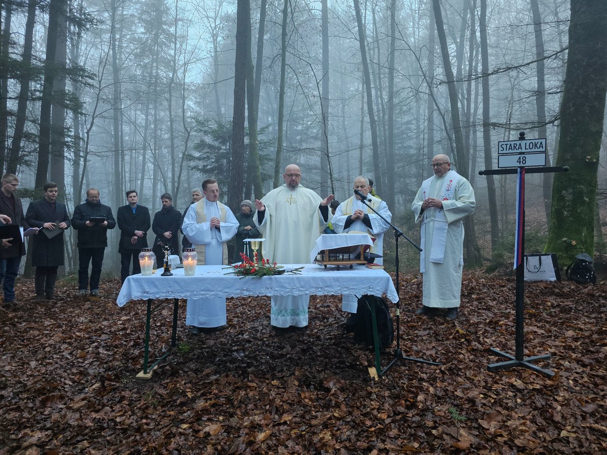 JozePlut's tweet image. Na dan pred praznikom Nedolžnih otrok smo darovali mašo pri Matjaževi jami pri Pevnem (Župnija Stara Loka) v neposredni bližini znamenitega Crngroba, streljaj od Šk. Loke, kjer so kmalu po končani vojni leta 1945 komunisti pobili 300 nedolžnih (hrvaških) otrok.