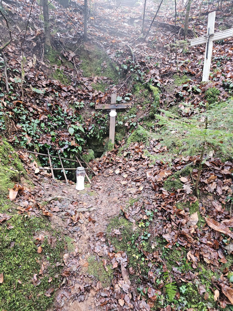 JozePlut's tweet image. Na dan pred praznikom Nedolžnih otrok smo darovali mašo pri Matjaževi jami pri Pevnem (Župnija Stara Loka) v neposredni bližini znamenitega Crngroba, streljaj od Šk. Loke, kjer so kmalu po končani vojni leta 1945 komunisti pobili 300 nedolžnih (hrvaških) otrok.