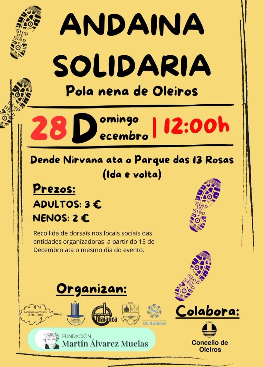 Vémonos este domingo 28 ás 12. Se aínda non recollestes o voso dorsal podédelo facer entre as 11 e as 12 no punto de saída, no parque de Nirvana #Oleiros