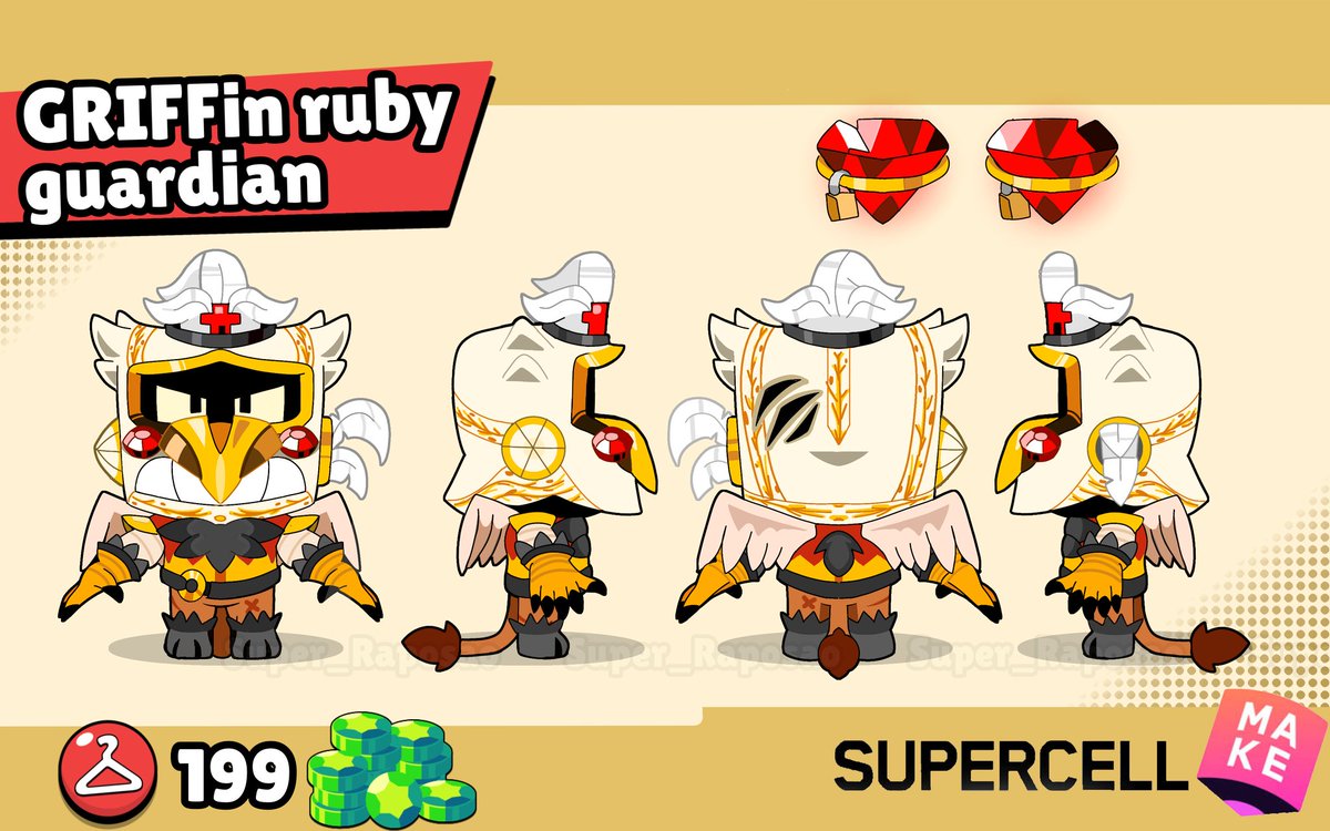 OooFofucho's tweet photo. My Supercell Make skin concept for Griff - GRIFFin ruby guardian ! https://t.co/iLGblnmsBm