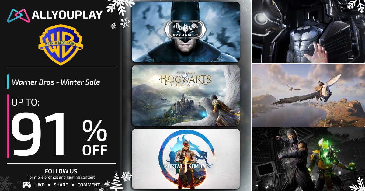 ALLYOUPLAY's tweet image. ⚡️ Winter has arrived with epic discounts. ⚡️

🦇 Batman: Arkham VR — 3.00€ / 2.25£ / 3.00$
⚡ Hogwarts Legacy — 5.35€ / 5.00£ / 5.44$
🔥 Mortal Kombat 1 — 8.95€ / 9.00£ / 9.02$

This winter, the stakes are high, the battles are fierce, and the magic is real.
Up to 91%…