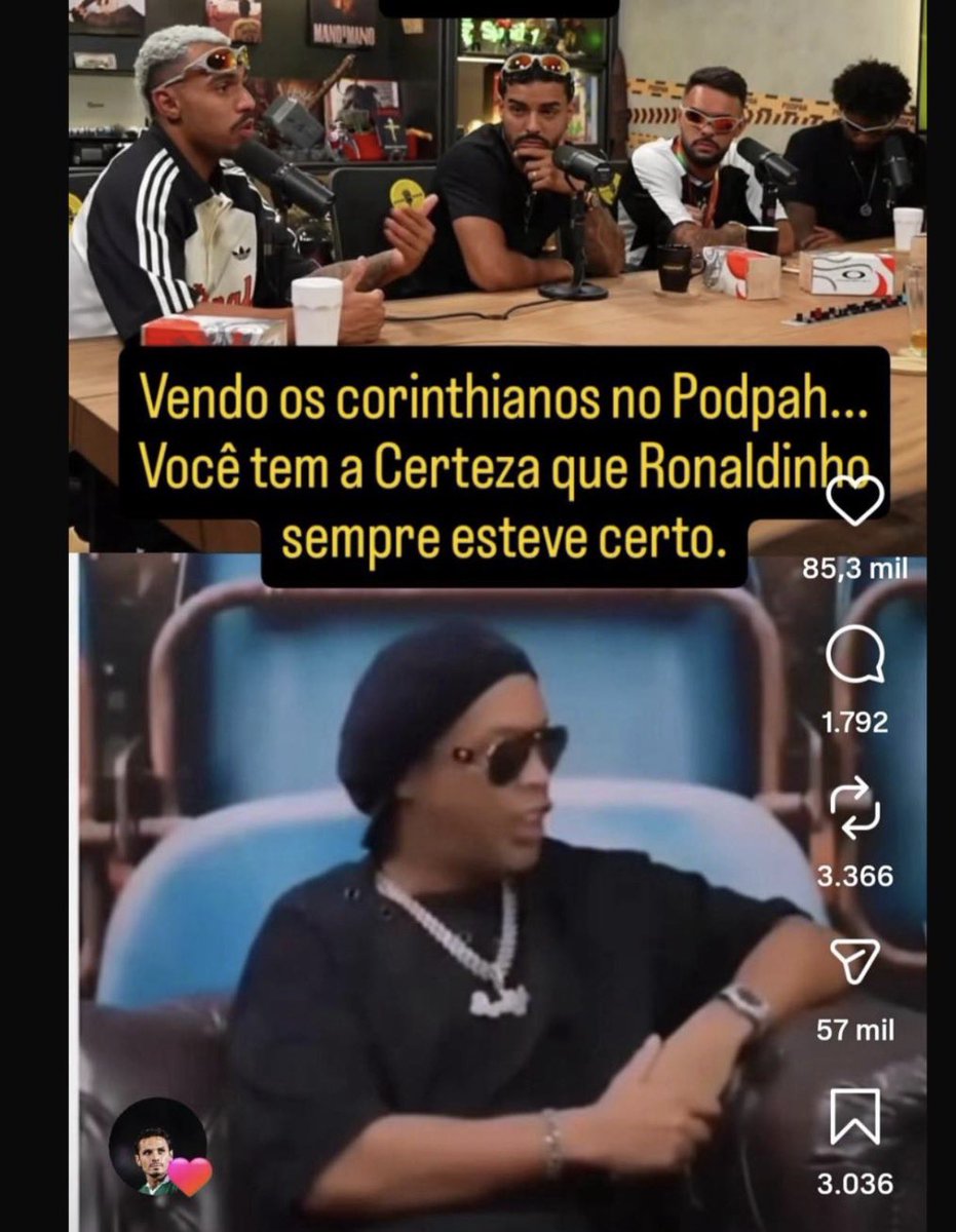 golsdobrasil1's tweet image. 🚨 Raphael Veiga, do Palmeiras, curtiu um vídeo onde citava o Corinthians e uma fala antiga do Ronaldinho que dizia: "Os ruins são marrentos, os bons tudo gente boa"

📸 Reprodução