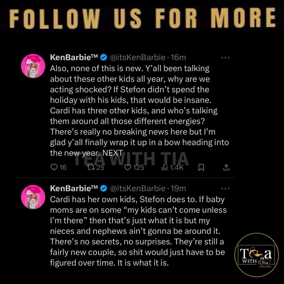 RealTeaWithTia's tweet image. #CardiB’s best friend says none of this is new when it comes to #StefonDiggs and all his other kids. He says Cardi’s kids won’t be around the other baby mama’s and that they’re still a new couple, so they just gotta figure it out as they go.