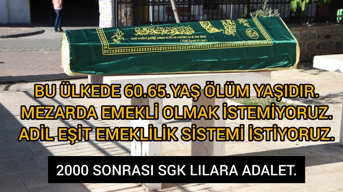 Bu yasa,kanunlar sürekli siyasi rant için degiştirilmiştir.şimdide degişme zamanı 60 yaş emeklilik bu ülkede fazladır.kimalıçalısabılır o yaşa kadar axaba.‼️‼️

#MezardaEmekliligeHayır
Arda güler Ali Sabancı erden Timur Sadettin saran aziz yıldırım Ali koç ebru gündeş Ahmet Hakan