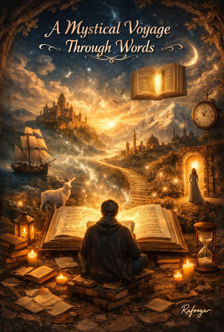 rafoogar_44's tweet photo. Get lost in words' mystical realm, where pages whisper secrets. Book Reading– an enigmatic dance of mind &amp; soul – is a mysterious journey that lifts the soul to new heights. In words' alchemy, readers travels new places, meet new people, &amp; discover new self. 
#MysticalReading https://t.co/EdAMLib69O