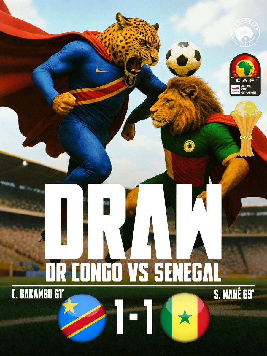ATL_243's tweet photo. Les Léopards hold their ground. A draw against Senegal keeps DRC at 4 points, still in the race, still roaring. On continue ensemble. https://t.co/FNr0Xi9kO4
