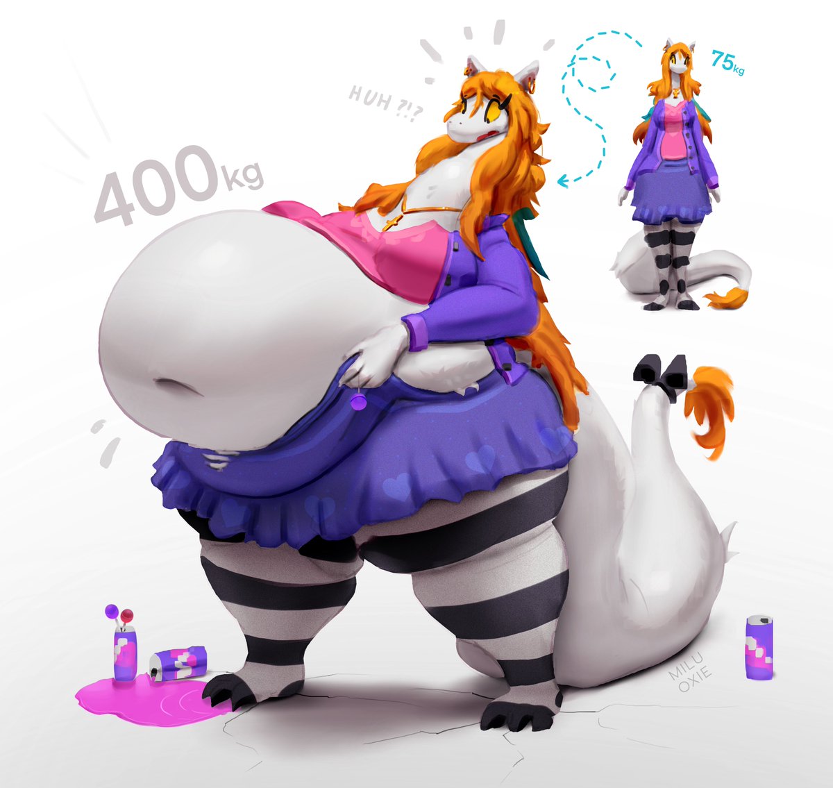 Her name is Autumn, and she's a university dropout who moved to a small rural town to live with her aunt because she found studying too difficult. The lax and undisciplined adult life has caused Autumn's waistline to balloon...