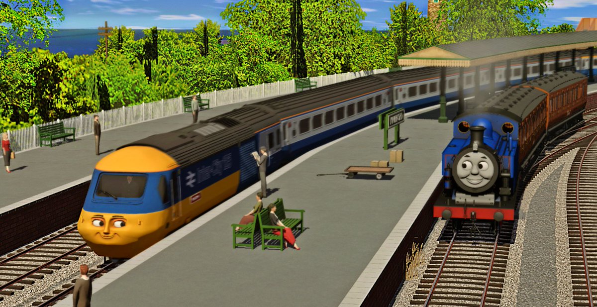 Subiboard's tweet image. One day, Thomas was at the Junction when, with a cheerful "Good morning", Pip and Emma hurried by. Moments later, with a rattle and a roar, they were gone. 

Thomas' Driver said: They're a great success, and Gordon loves it - he says he can now do two trips a day instead of one.