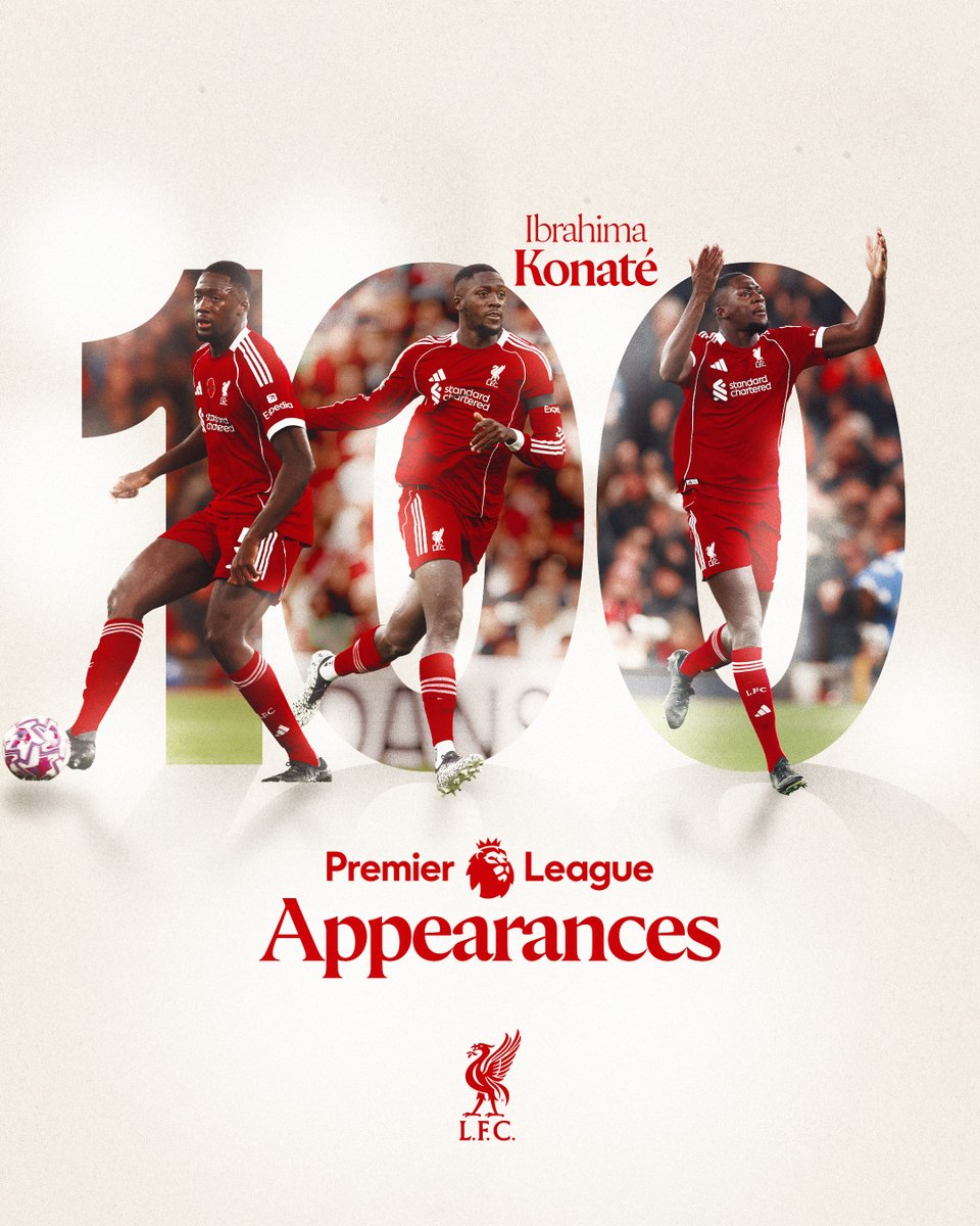 LFC's tweet image. Ibou made his 💯th @premierleague appearance this afternoon 🇫🇷
