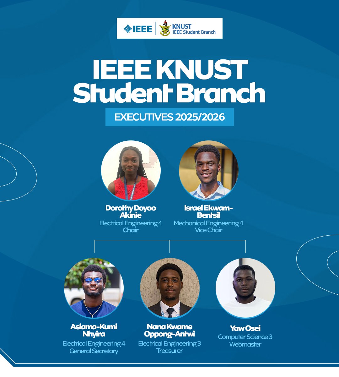 knust_sb's tweet photo. ⚡ Fresh look. Same mission.
Meet the IEEE KNUST Student Branch Executives. 
Driving innovation, leadership &amp; impact on campus. 💡🎓
Tech • Growth • Community 🌍💻
#IEEE #TechInGhana #StudentLeadership https://t.co/Xm5ZjBNdX4