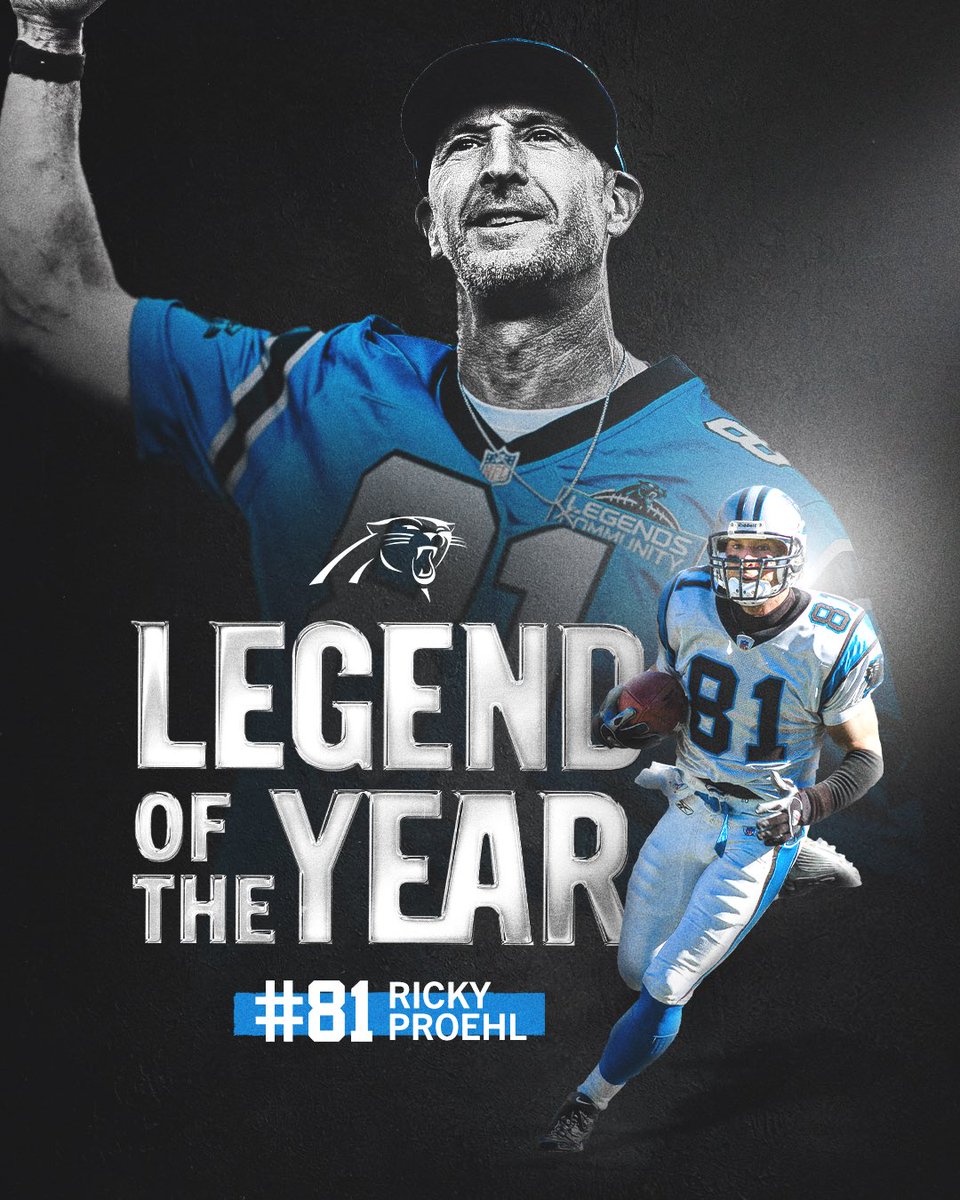 Panthers's tweet image. Panthers wideout, coach and Legend of the Year! Thank you, Ricky!
