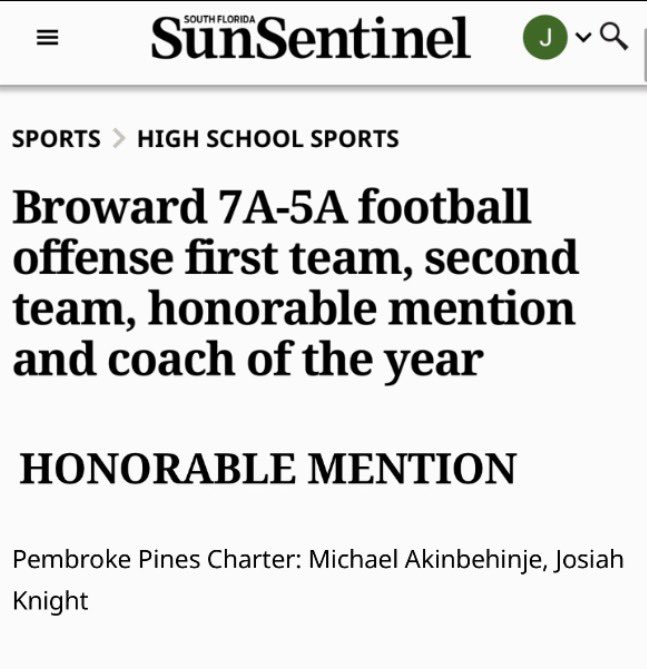 TheJosiahK's tweet photo. Proud to be named an All Broward Offensive Honorable Mention https://t.co/Odn1oG1iPX