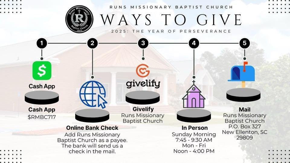 RunsChurch's tweet image. Enjoy the convenience of our ways to give!
2025 "The Year of Perseverance"
#RMBC