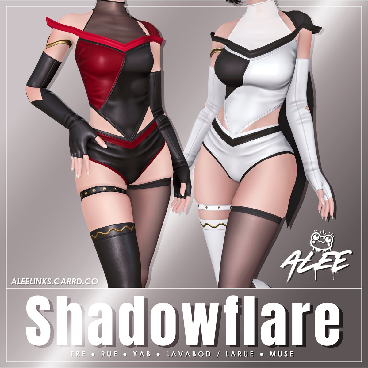 aleegalvus's tweet image. SHADOWFLARE is now live on my platforms, l!nks in b!o.

4 pieces, designed &amp;amp; commissioned by Fern! Includes all the usual bodies, with yiggle in all of them.

Extra previews of sizes &amp;amp; dye / colorset possibilities in replies!

#aleemods