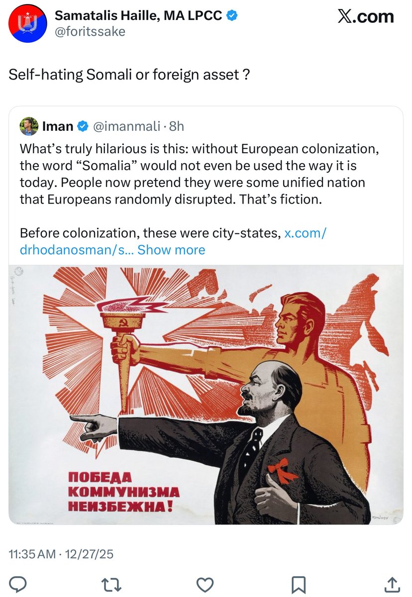 imanmali's tweet image. You’ve got my attention. Are you suddenly Somali-centric? Weren’t you the one pushing the “Loo Joojin Maayo” Hawiye tribalist agenda that got us into this exact predicament? Don’t confuse me with the belly-dancing prostitutes who stroke your ego just to pocket some money.