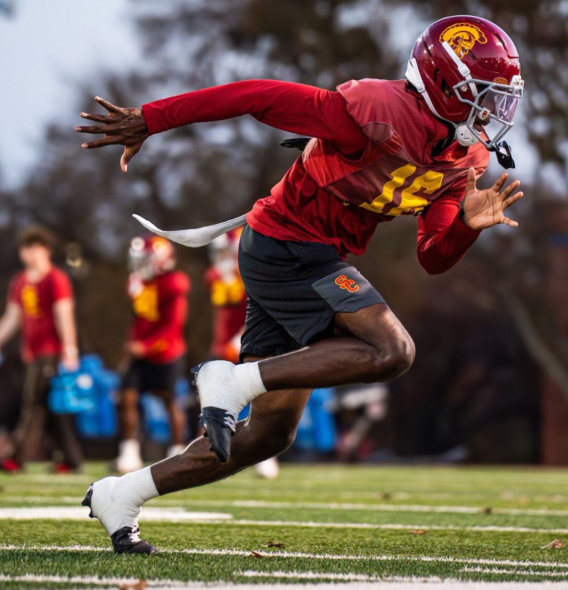 FightOnRusty's tweet image. USC CB Prophet Brown at bowl practice in San Antonio. Will be interesting if he's a go for his first game action of the year after a Fall practice injury ✌🏻

#FightOn✌🏻