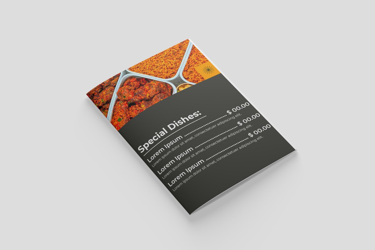 RayhanCreative's tweet image. This clean and modern restaurant trifold menu flyer design stands out for its use of balanced and spot-colored menu items.Perfect for print, online promotions,and digital development.                                             #restaurantflyer #foodmenudesign
#restaurantbranding