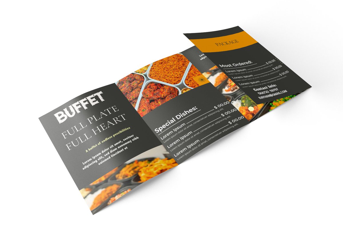 RayhanCreative's tweet image. This clean and modern restaurant trifold menu flyer design stands out for its use of balanced and spot-colored menu items.Perfect for print, online promotions,and digital development.                                             #restaurantflyer #foodmenudesign
#restaurantbranding