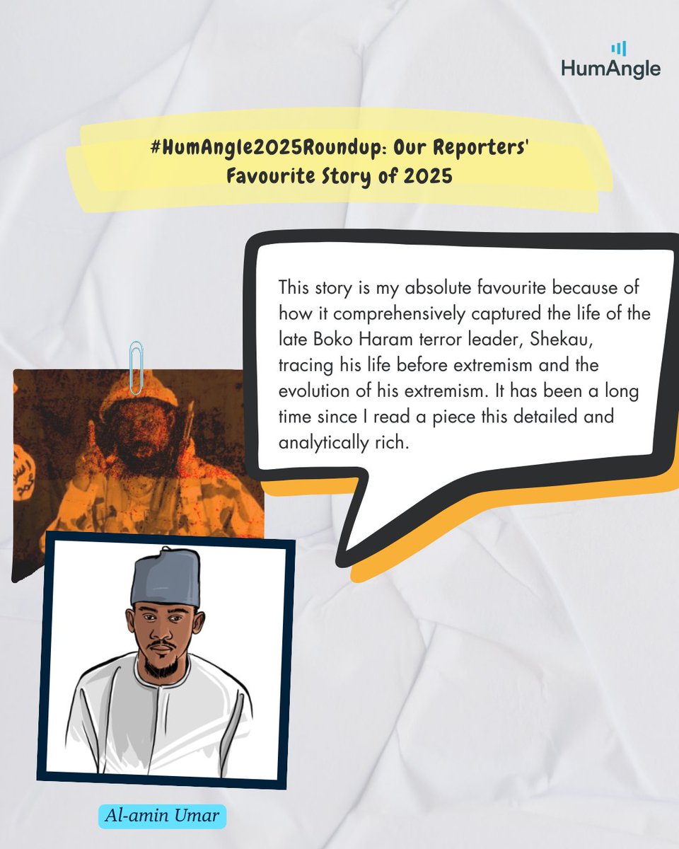 HumAngle_'s tweet photo. This year, HumAngle covered many reports touching on vital and underreported topics. This is what our reporters have to say about their favourite stories.
#HumAngle2025RoundUp
https://t.co/gApHTtPoWf https://t.co/MIlBUq1X5e