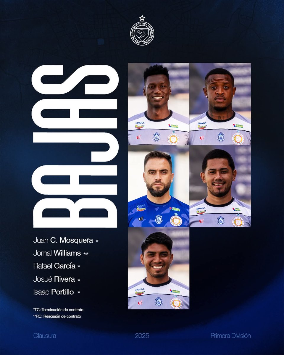 Guillhern's tweet image. Isidro Metapán da a conocer sus bajas para el Clausura 2026.