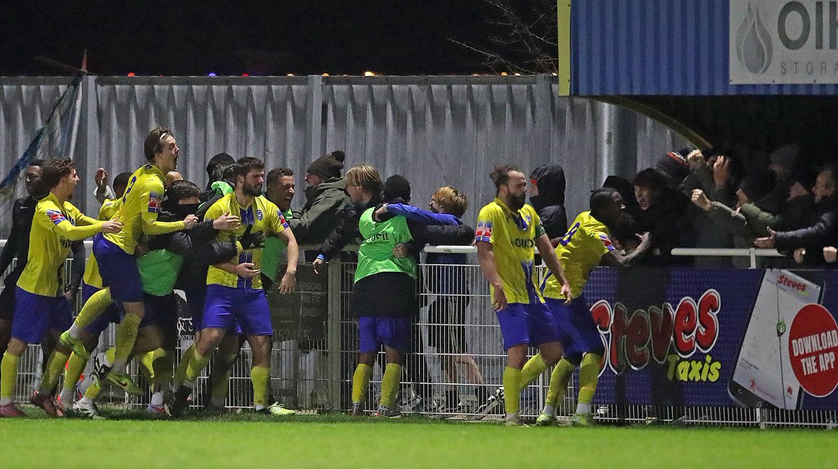 NickyHayesPhoto's tweet photo. A fantastic 1-0 victory for @CIFC over local rivals @BTFC courtesy of a late goal from Callum Newson sparking great celebrations from players, fans and Manager Garry Kimble alike @IsthmianLeague @ElliottRonto  Premier @CJPhillips1982 Echo https://t.co/EXKqHjSvQU