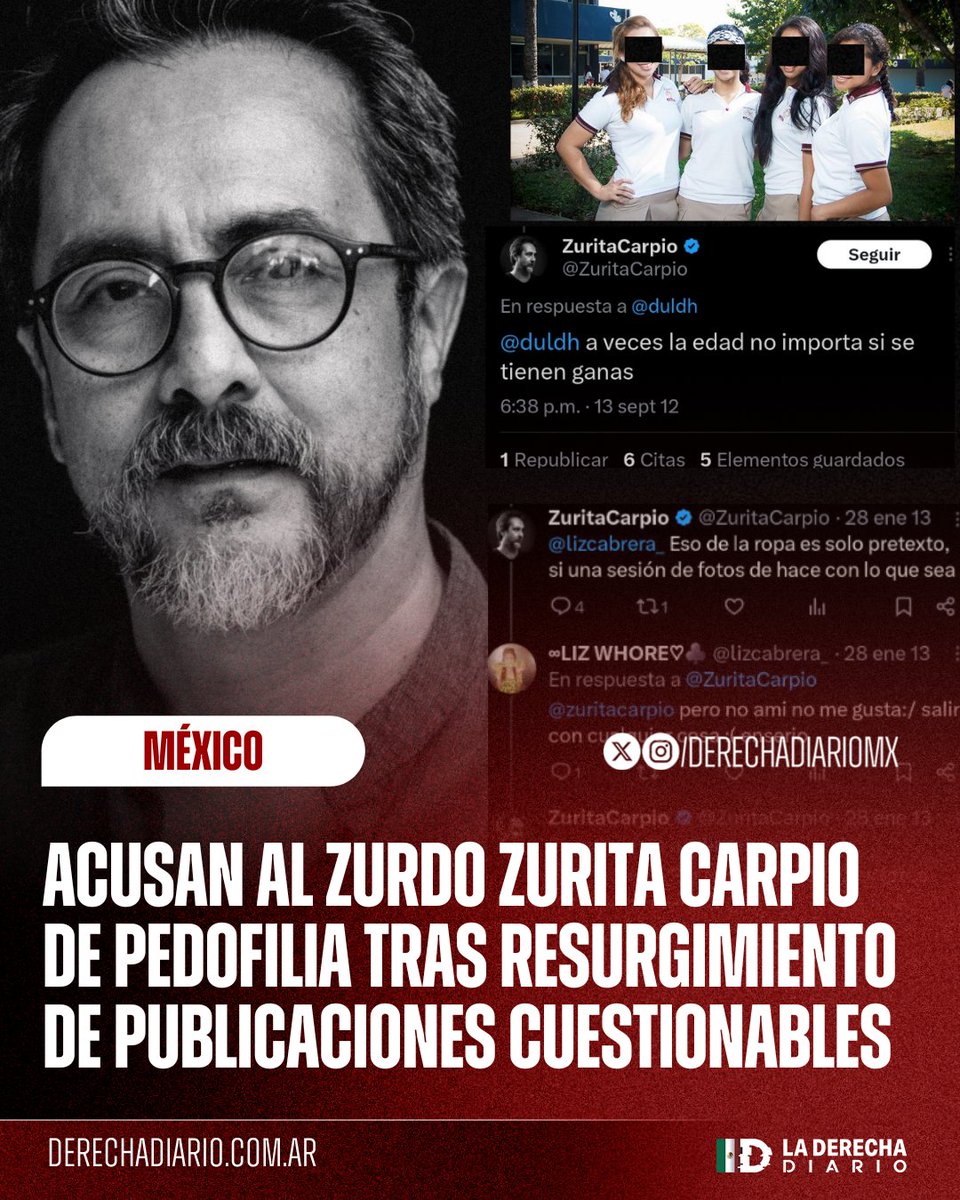 🇲🇽 | DEGENERADO: Usuarios de redes sociales acusaron de pedófilo al zurdo asquerosos Zurita Carpio tras reavivar conversaciones con menores de 17 años en donde afirmaba que "la edad no importa cuando se tienen ganas".