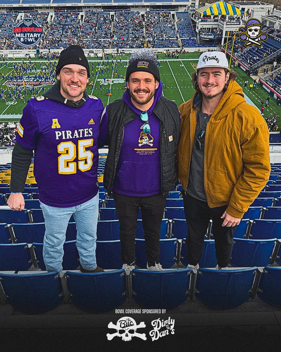 🏴‍☠️ <a href="/ECUBaseball/">ECU Baseball</a> alumni Trey Yesavage, <a href="/dbeal9/">Danny Beal</a> and <a href="/ShenkmanWyatt/">Wyatt Shenkman</a> in attendance today supporting the Pirates at the Military Bowl.