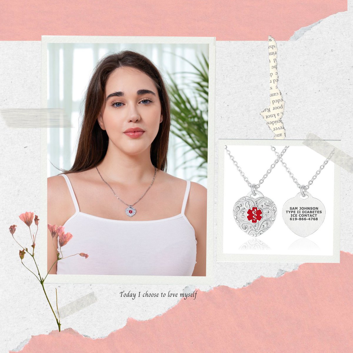 Divoti's tweet image. Safety meets style. ✨ "Today I choose to love myself" means protecting your health without compromising elegance. Custom engraving available on the back. 👇

Shop now: [divotiusa.com/filigree-heart… ]
#SelfCare #MedicalAlert #StylishSafety #Empowerment #HealthFirst