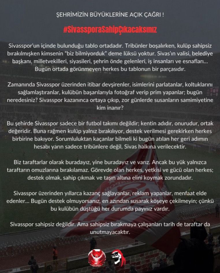 ElliSekizTG's tweet photo. #SivassporaSahipÇıkacaksınız https://t.co/msJebl5stl