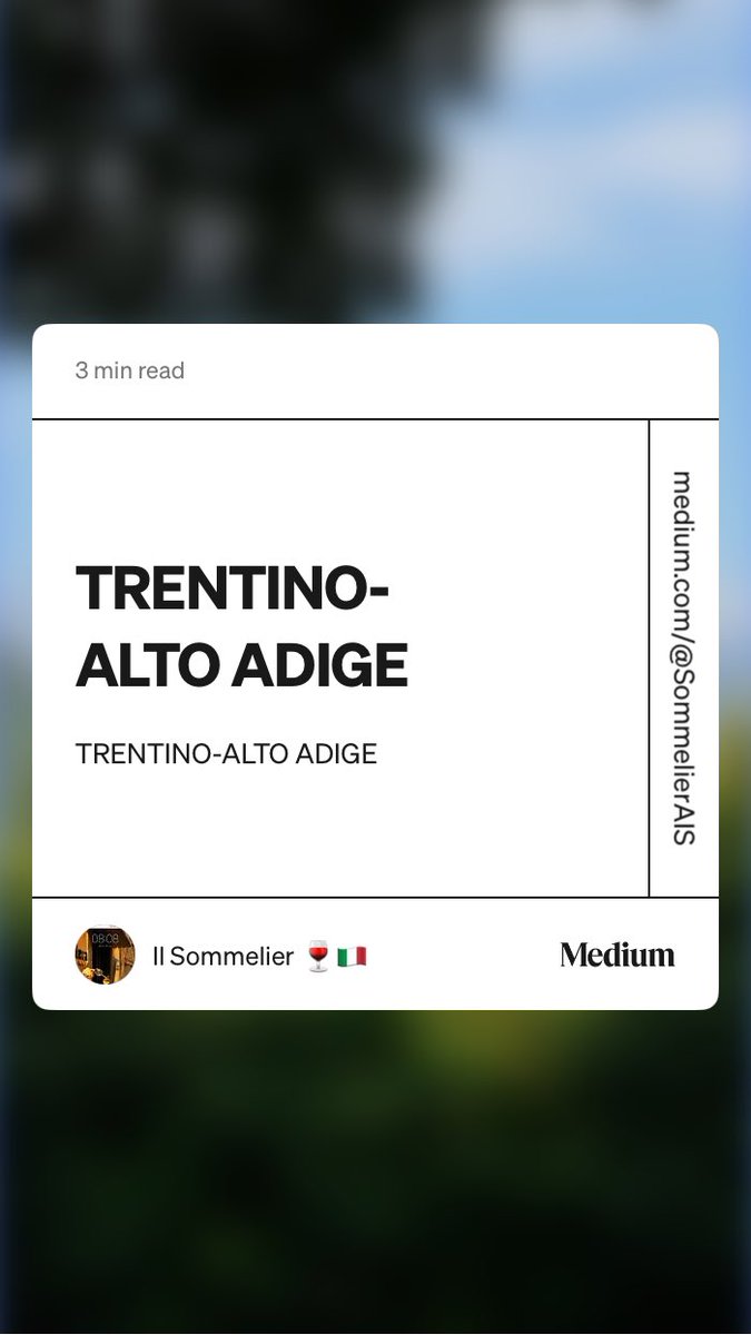 “TRENTINO-ALTO ADIGE” 🍷🇮🇹 

#vino #trentino #italia  medium.com/@SommelierAIS/…