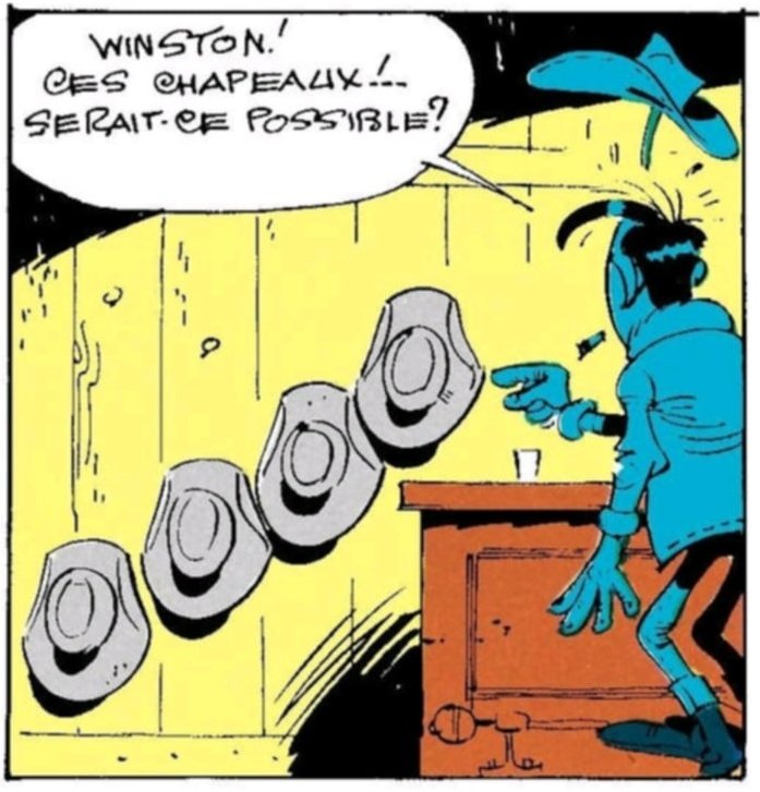 blakarous's tweet image. J'adore les gags visuels dans Lucky Luke qui jouent sur la taille des Dalton