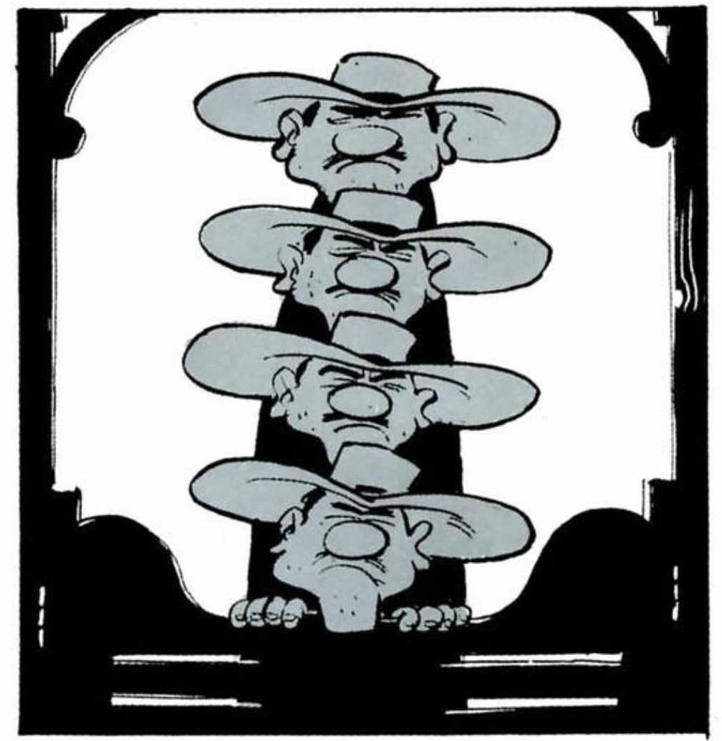 blakarous's tweet image. J'adore les gags visuels dans Lucky Luke qui jouent sur la taille des Dalton