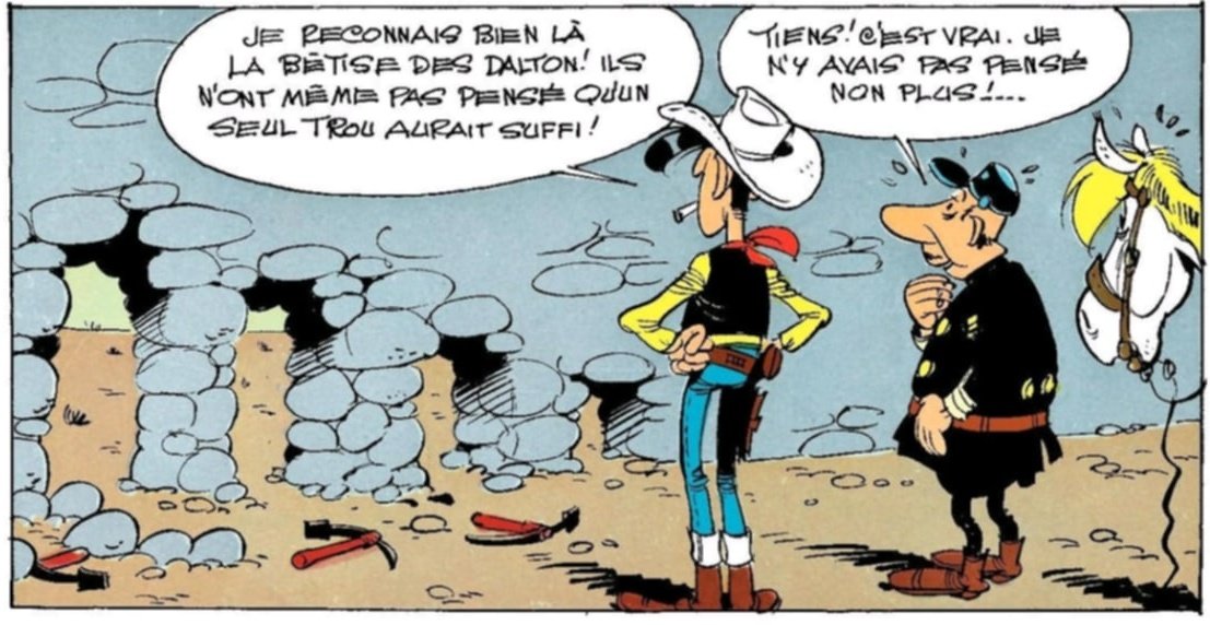 blakarous's tweet image. J'adore les gags visuels dans Lucky Luke qui jouent sur la taille des Dalton