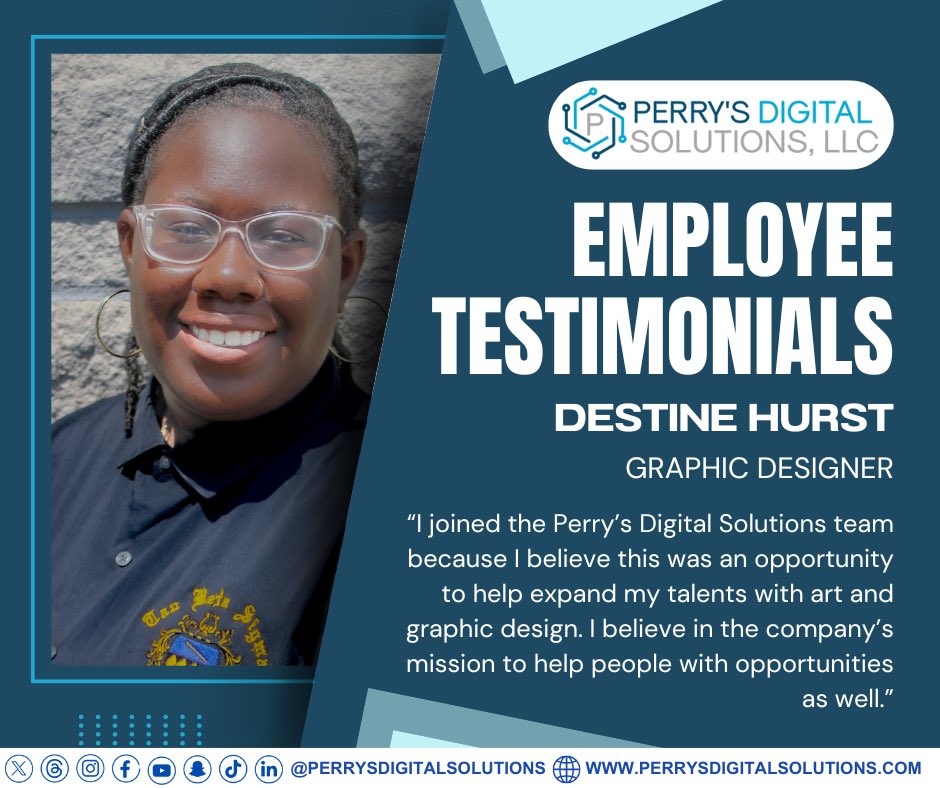 psdigitsolution's tweet image. Meet the Team ✨
 🎨 Destine Hurst | Graphic Designer
“I believe in approaching each project collaboratively and trust in the company’s mission.”

Proud to have creatives like Destine shaping the vision at PDS.
 #MeetTheTeam #perrysdigitalsolutions #CreativeWork