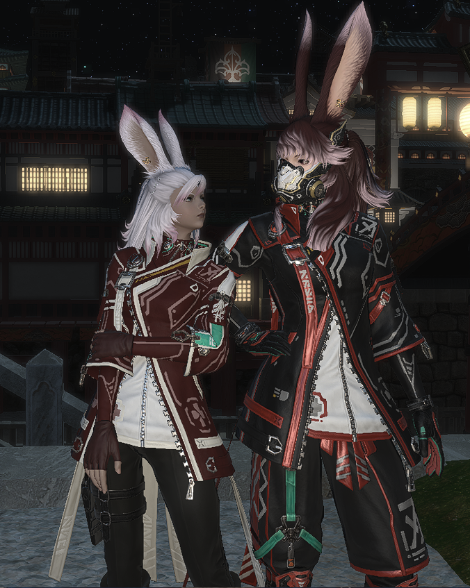 APSXIV's tweet photo. we asked one question now there are these screenshots

-coordinated outfits
-identical energy
-and vincent has lawyered up

at this point we’re just accepting that sabine & ori are siblings
because the alternative explanation is worse

#FFXIV #FreeCompany #SiblingIncident #aetherpullsavants