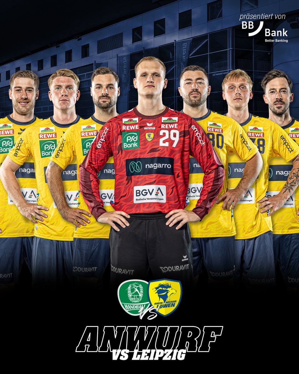RNLoewen's tweet photo. 𝑨𝒖𝒇 𝒈𝒆𝒉𝒕'𝒔 Löwen - 𝑘ä𝑚𝑝𝑓𝑒𝑛 &amp; 𝑠𝑖𝑒𝑔𝑒𝑛! 🦁🥁

Das Spiel könnt ihr live bei Dyn Handball sehen - in unseren Stories findet ihr aktuelle Zwischenstände! 🤝

ℹ Halil fehlt uns kurzfristig in Leipzig, da seine Frau und er Nachwuchs erwarten.

#rnl #handball #LEIRNL https://t.co/2Jy4NuHtRw