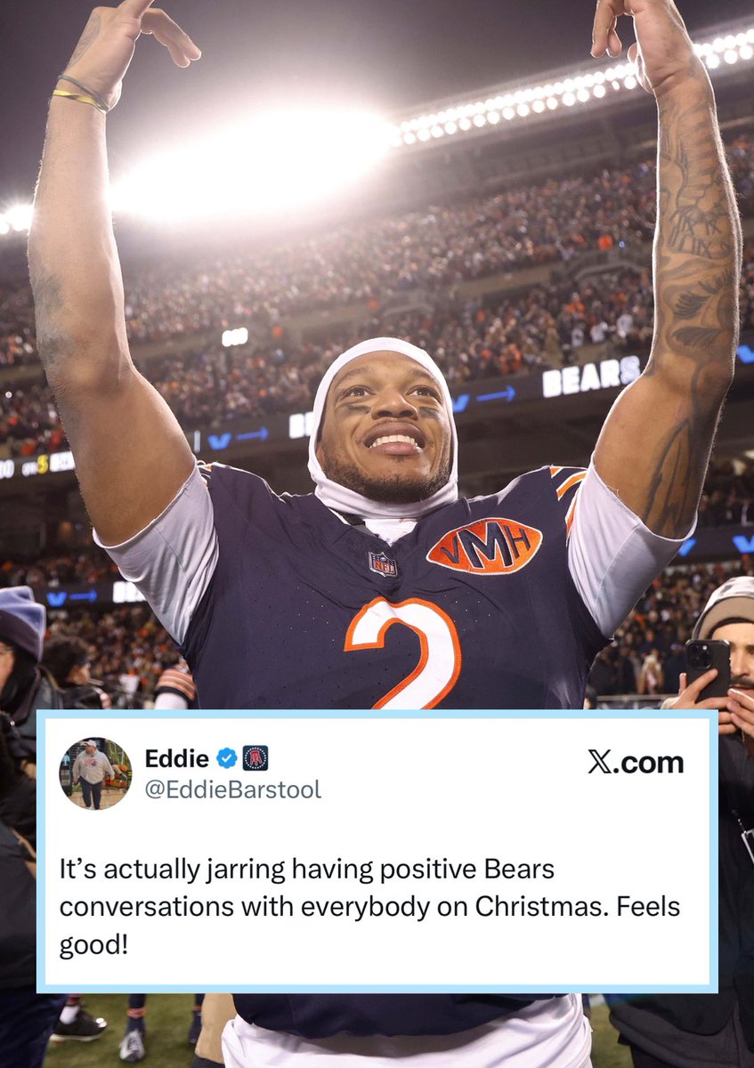 barstoolchicago's tweet image. Raise your hand if you dropped a “how bout them Bears” at a family Christmas party this week