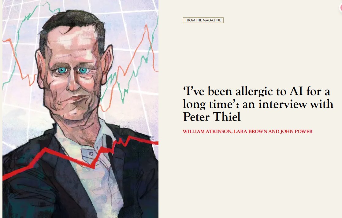 Peter Thiel: "AI 버블인가?"라는 질문에 대한 가장 냉철한 대답

현재 실리콘밸리와 투자 업계에서 조용히, 그러나 뜨겁게 공유되고 있는 'The Spectator'의 피터 틸 인터뷰입니다. 페이팔 마피아의 대부이자 팔란티어의 창립자인 그가 바라보는 AI의 현재와 미래는 우리가 막연히 기대하는