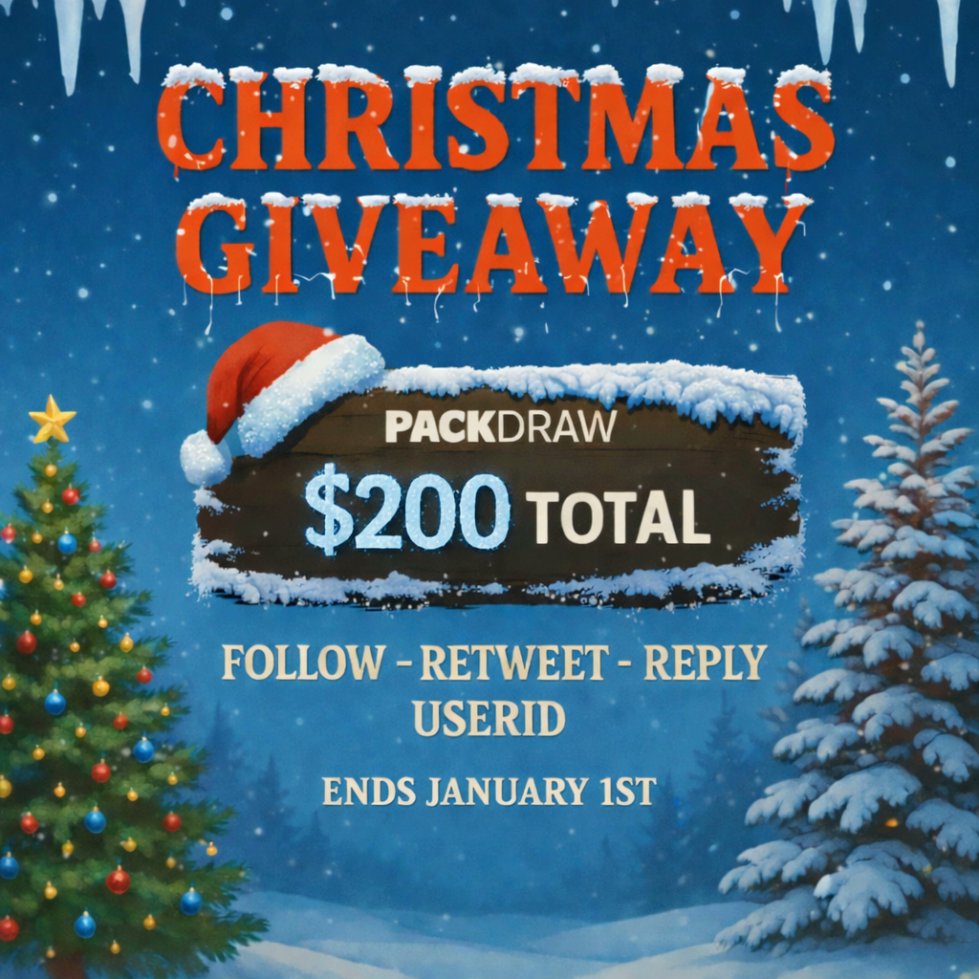 🎅Packdraw Christmas GIVEAWAY❄️

🍬$200 GIVEAWAY
👻$100 to 2 lucky people!

🎉Steps to enter
Follow me &amp; <a href="/PackDraw/">PackDraw</a> 
Retweet &amp; Like
Use code lev: packdraw.com/?ref=lev