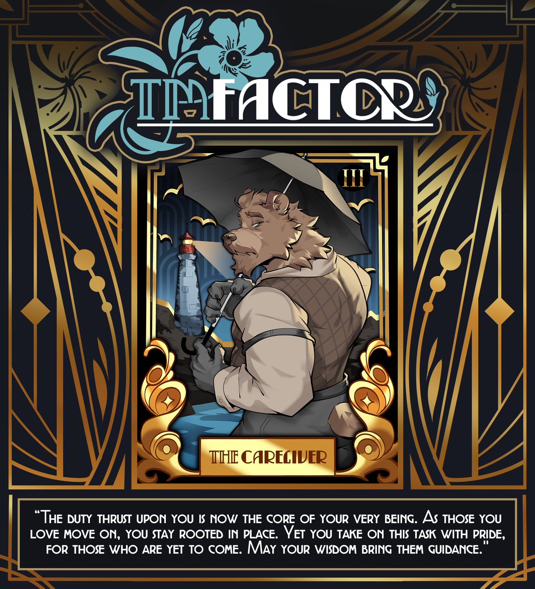 As the drinks are poured and his duty fulfilled, may sounds of The Lounge soothe their soul.  

Learn about Charles and the meanings behind his Fate Card. All in the upcoming visual novel: TM Factor 
More information soon!   

#TMFactorVN 
Credits in the 🧵